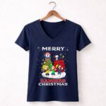 Merry Texas Rangers Christmas With Snoopy And Friends 5 Womens V Neck 1.jpg