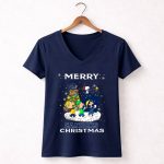 Merry Vancouver Canucks Christmas Snoopy Woodstock Tree 5 Womens V Neck.jpg