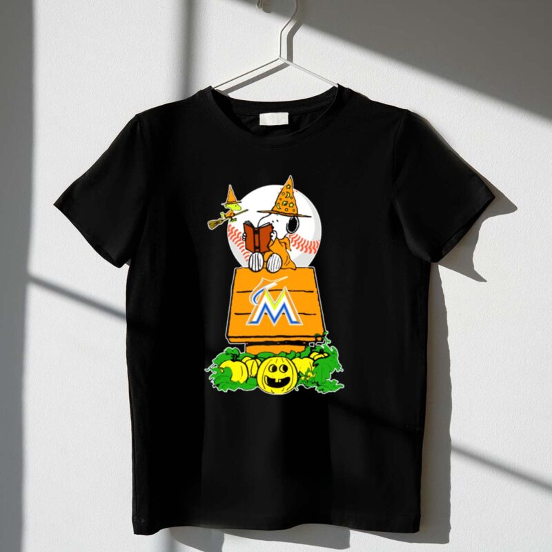 Miami Marlins Halloween Baseball Snoopy Pumpkin 1 T Shirt 1.Jpg