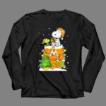 Miami Marlins Snoopy Christmas Holiday Scene with Gifts and Tree 4 Long Sleeves.jpg