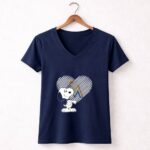 Miami Marlins Snoopy Heart Design with Classic Peanuts 5 Womens V Neck.jpg