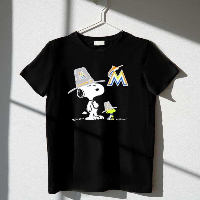 Miami Marlins Snoopy Woodstock Pilgrim Hats 1 T Shirt.jpg