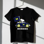 Michigan Wolverines Snoopy Driving with Flag 1 T Shirt.jpg