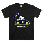 Michigan Wolverines Snoopy Driving with Flag T Shirt 6.jpg