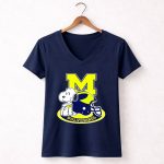 Michigan Wolverines Snoopy M Helmet 5 Womens V Neck.jpg