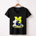 Michigan Wolverines Snoopy M Helmet 7 Womens V Neck.jpg