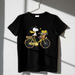 Michigan Wolverines Snoopy On Yellow Bicycle With Flowers 1 T Shirt.jpg