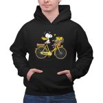 Michigan Wolverines Snoopy On Yellow Bicycle With Flowers 2 Hoodie.jpg