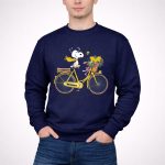 Michigan Wolverines Snoopy On Yellow Bicycle With Flowers 3 Sweatshirt.jpg