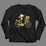 Michigan Wolverines Snoopy On Yellow Bicycle With Flowers 4 Long Sleeves.jpg