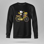 Michigan Wolverines Snoopy On Yellow Bicycle With Flowers 9 Sweatshirt.jpg