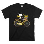 Michigan Wolverines Snoopy On Yellow Bicycle With Flowers T Shirt 6.jpg