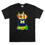 Michigan Wolverines Snoopy Read Books Halloween Pumpkin Football Scene T Shirt 6.jpg