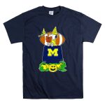 Michigan Wolverines Snoopy Read Books Halloween Pumpkin Football Scene T Shirt 7.jpg