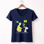 Michigan Wolverines Snoopy Woodstock Football Fan Team Spirit Peanuts Style 5 Womens V Neck.jpg