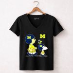 Michigan Wolverines Snoopy Woodstock Football Fan Team Spirit Peanuts Style 7 Womens V Neck.jpg