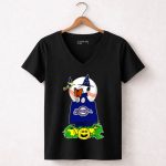 Milwaukee Brewers Halloween Snoopy Witch Baseball Pumpkin Scene 7 Womens V Neck 2.jpg