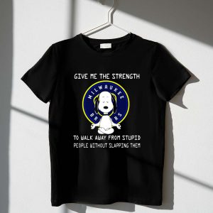 Milwaukee Brewers Snoopy Meditation Give Me the Strength to Walk Away from Stupid People 1 T Shirt 2.jpg