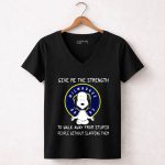 Milwaukee Brewers Snoopy Meditation Give Me the Strength to Walk Away from Stupid People 7 Womens V Neck 2.jpg