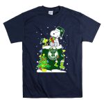 Milwaukee Bucks Christmas Snoopy And Woodstock Holiday Scene T Shirt 7