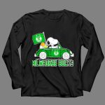 Milwaukee Bucks Snoopy Driving Car with Basketball and Team Flag 4 Long Sleeves