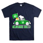 Milwaukee Bucks Snoopy Driving Car with Basketball and Team Flag T Shirt 7