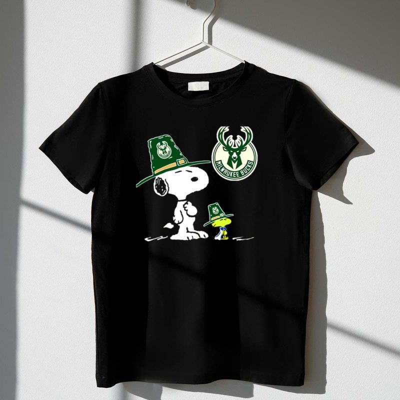 Milwaukee Bucks Snoopy Woodstock Pilgrim Hats 1 T Shirt