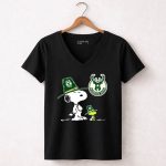 Milwaukee Bucks Snoopy Woodstock Pilgrim Hats 6 Womens V Neck