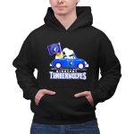 Minnesota Timberwolves Snoopy Dog Driving Blue Car Holding Basketball Flag 2 Hoodie