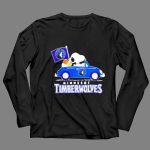 Minnesota Timberwolves Snoopy Dog Driving Blue Car Holding Basketball Flag 4 Long Sleeves