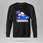 Minnesota Timberwolves Snoopy Dog Driving Blue Car Holding Basketball Flag 9 Hoodie