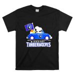 Minnesota Timberwolves Snoopy Dog Driving Blue Car Holding Basketball Flag T Shirt 6