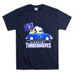 Minnesota Timberwolves Snoopy Dog Driving Blue Car Holding Basketball Flag T Shirt 7