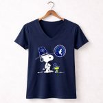 Minnesota Timberwolves Snoopy and Woodstock Pilgrim Hat Basketball 5 Womens V Neck
