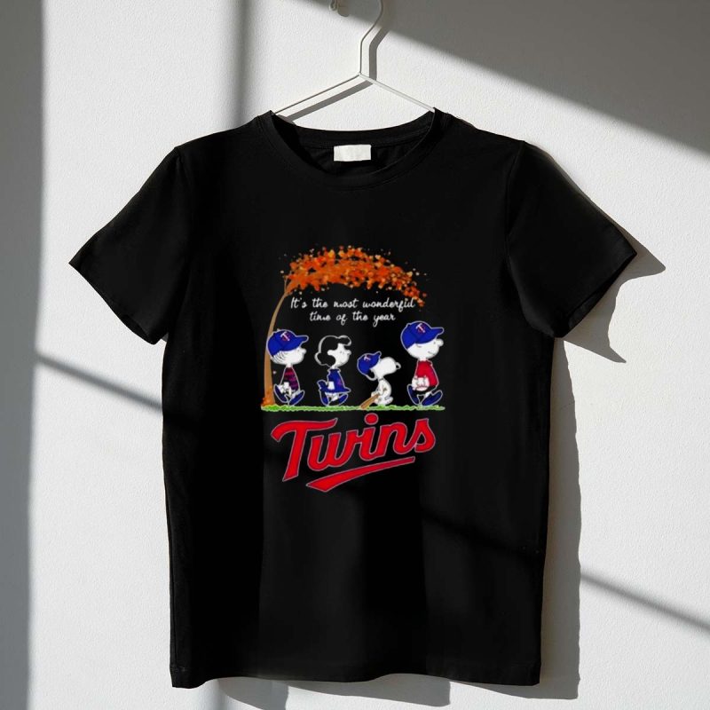 Minnesota Twins Snoopy And Friends Autumn Its The Most Wonderful Time Of The Year 1 T Shirt