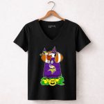 Minnesota Vikings Snoopy Halloween Witch Peanut Characters Pumpkin 7 Womens V Neck