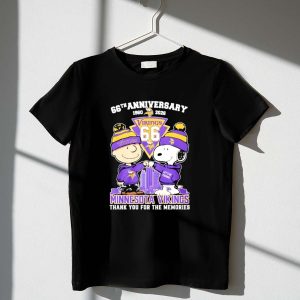 Minnesota Vikings Snoopy And Charlie Brown 66th Anniversary 1960-2026 Shirt