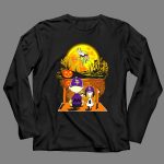 Minnesota Vikings Snoopy and Charlie Brown Halloween Pumpkin Moon 4 Long Sleeves