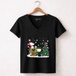 Minnesota Wild Snoopy Charlie Brown Christmas Hockey 7 Womens V Neck.jpg