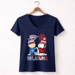 Mshup Charlie Brown And Snoopy Oklahoma City Sports Thunder and Sooners 5 Womens V Neck.jpg