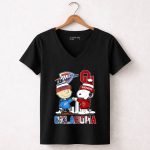 Mshup Charlie Brown And Snoopy Oklahoma City Sports Thunder and Sooners 7 Womens V Neck.jpg