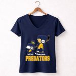 Nashville Predators Snoopy Woodstock Hockey Fans 5 Womens V Neck.jpg