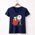 Nashville Predators Snoopy Woodstock Hockey Moonlight Scene 5 Womens V Neck.jpg
