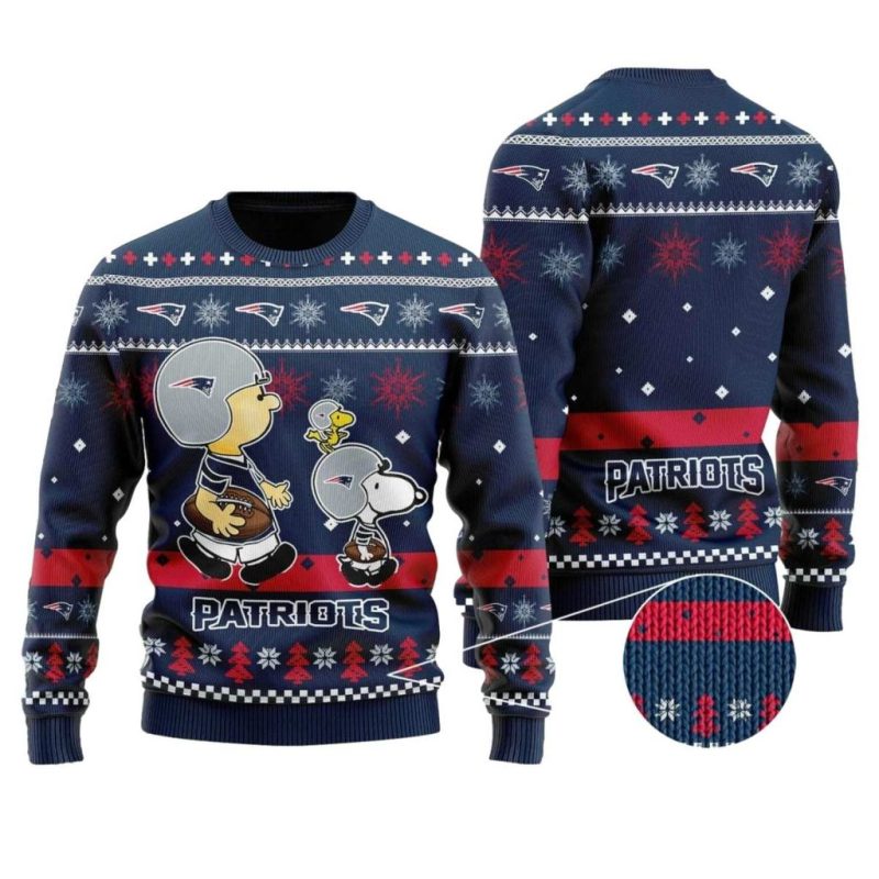 New England Patriots Funny Charlie Brown Peanuts Snoopy Ugly Sweater 1.Jpg