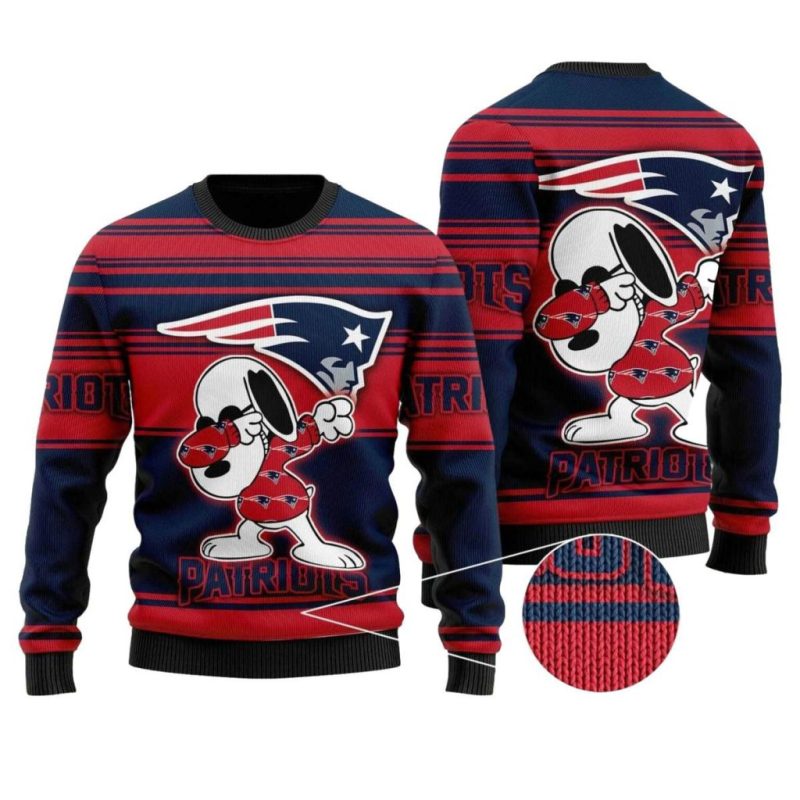 New England Patriots Snoopy Dabing Ugly Sweater 1.Jpg