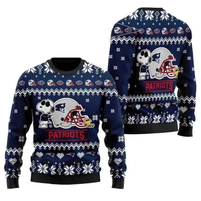 New England Patriots Snoopy Football Ugly Sweater 1.Jpg