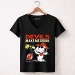 New Jersey Devils Fans Snoopy Devils Make Me Drink 7 Womens V Neck.jpg