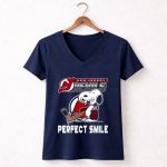 New Jersey Devils Snoopy Perfect Smile 5 Womens V Neck.jpg