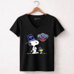 New Orleans Pelicans Snoopy Thanksgiving Pilgrim Hat 6 Womens V Neck