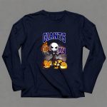 New York Giants Halloween Jack Skellington with Pumpkins and Flaming Football T Shirt T Shirt 41